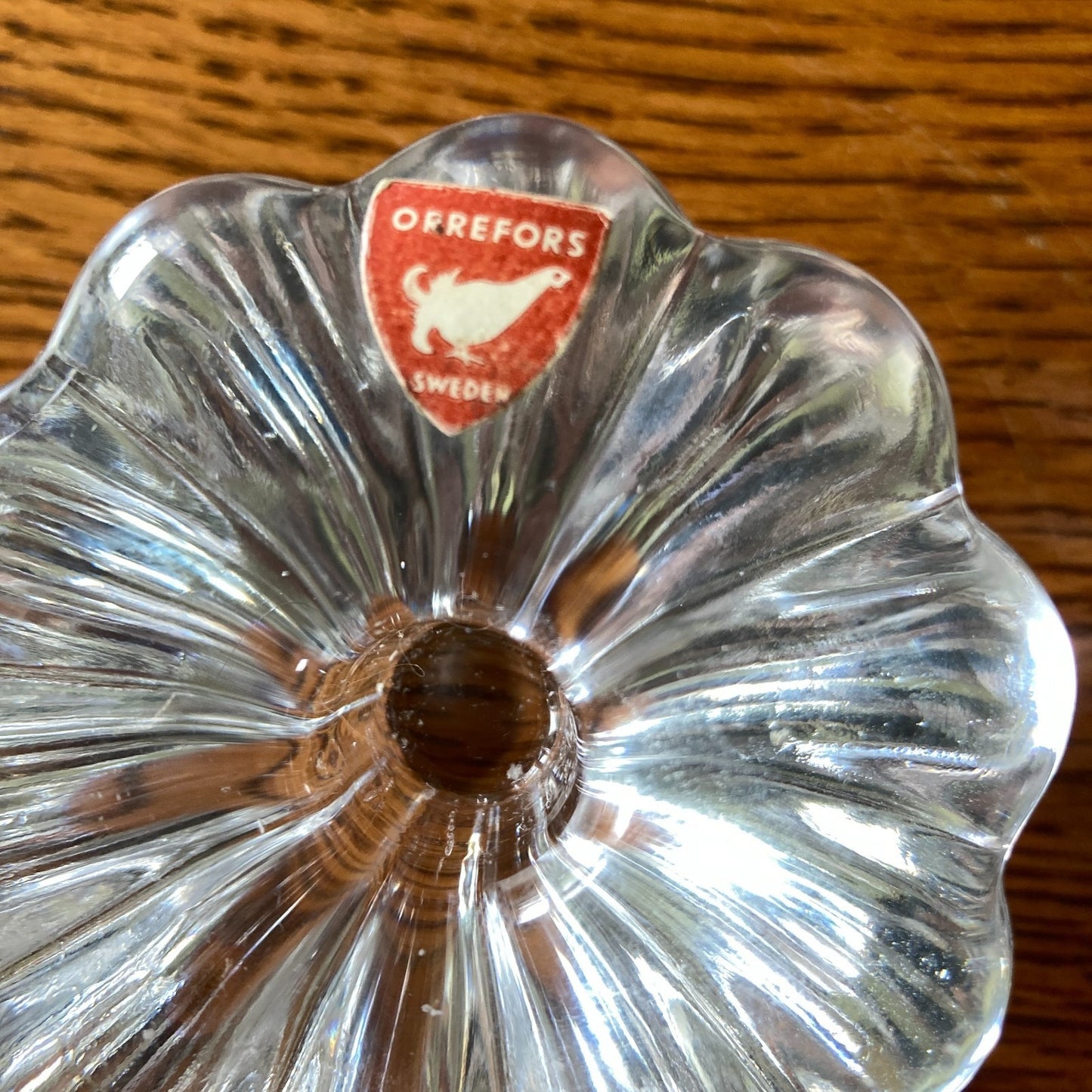 Pair Orrefors Sweden Crystal Taper Candle Stick Holders Jan Johansson Design VTG