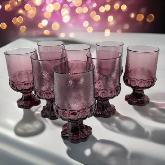 Tiffin Franciscan Madeira Plum Amethyst 8oz. Goblets Set of 8 Mid Century Barware