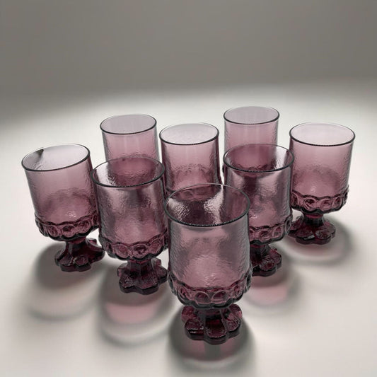 Tiffin Franciscan Madeira Plum Amethyst 8oz. Goblets Set of 8 Mid Century Barware