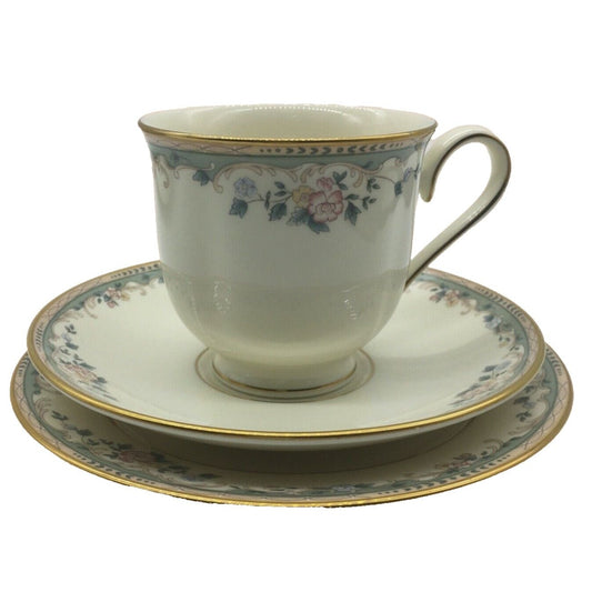 Lenox China Trio Tea Cup Saucer Dessert Plate Coffee Retire Spring Vista Pattern