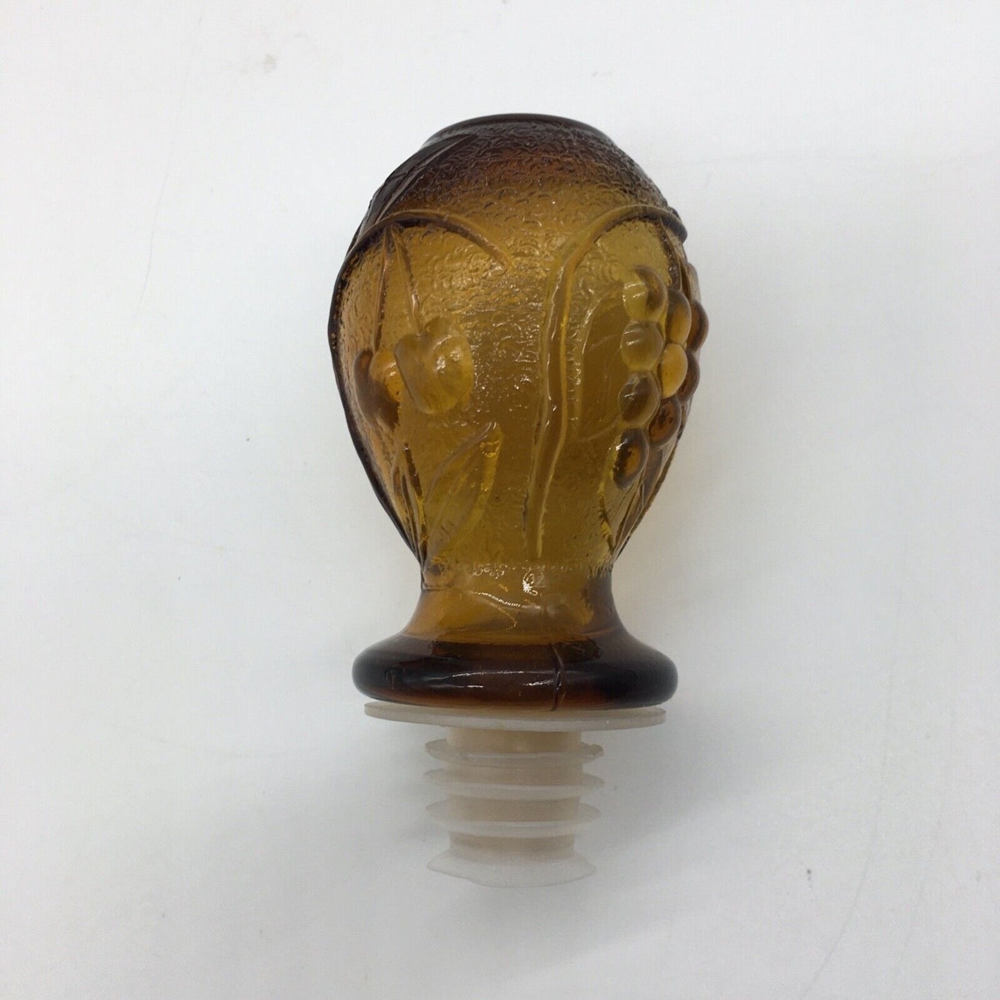 Vintage Empoli Decanter 14.5" Tall Amber patterned Glass Stopper MCM Barware