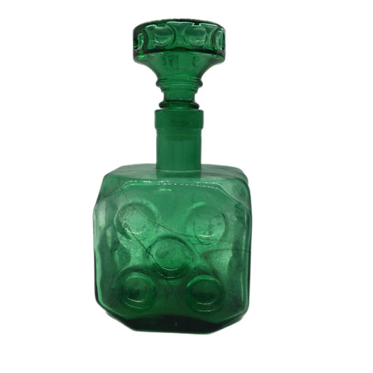 Empoli Italian Green Glass Die Decanter Stopper Vintage 1960s Barware Dice Decor