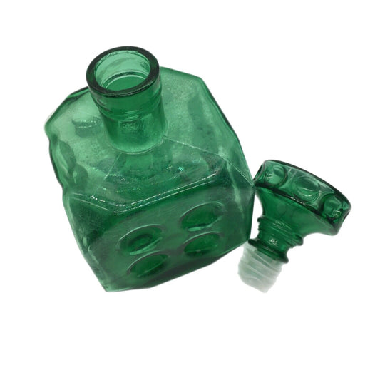 Empoli Italian Green Glass Die Decanter Stopper Vintage 1960s Barware Dice Decor
