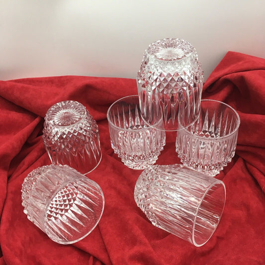 Barware Set of 6 Lowball Whisky Glass Heavy Diamond Point Fancy Cocktail Glasses