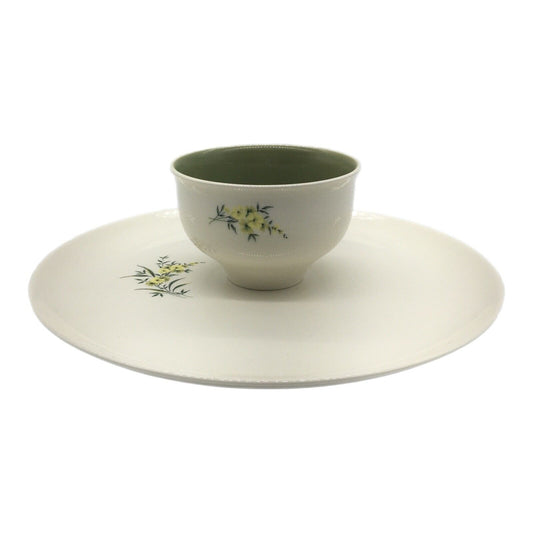Taylor Smith & Taylor Serving Platter Dip Bowl Lemon Blossom Sage Green & Yellow