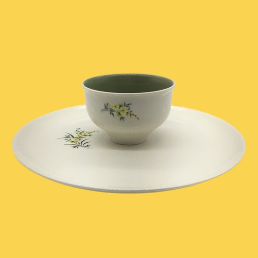 Taylor Smith & Taylor Serving Platter Dip Bowl Lemon Blossom Sage Green & Yellow