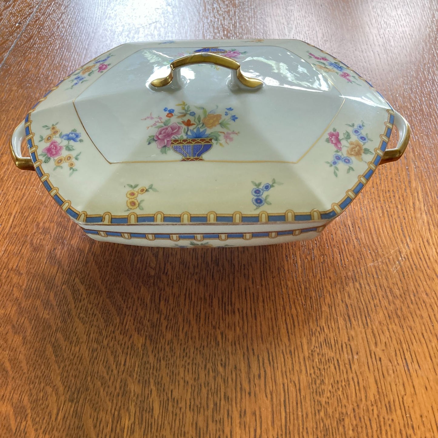 Vintage MZ Altrohlau CMR Lidded Tureen & Matching Tray Floral Design Gold Trim Porcelain Czechoslovakia