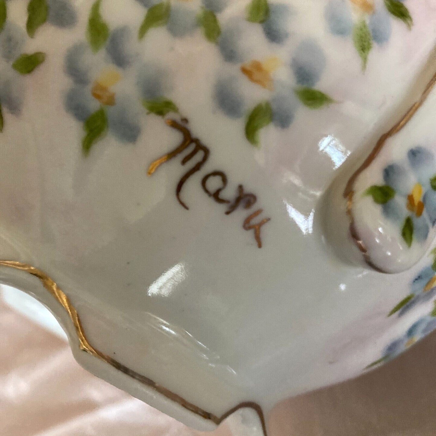 Vintage Porcelain Teapot Chintz Sugar Bowl Hand Painted Dainty Flowers Cottage