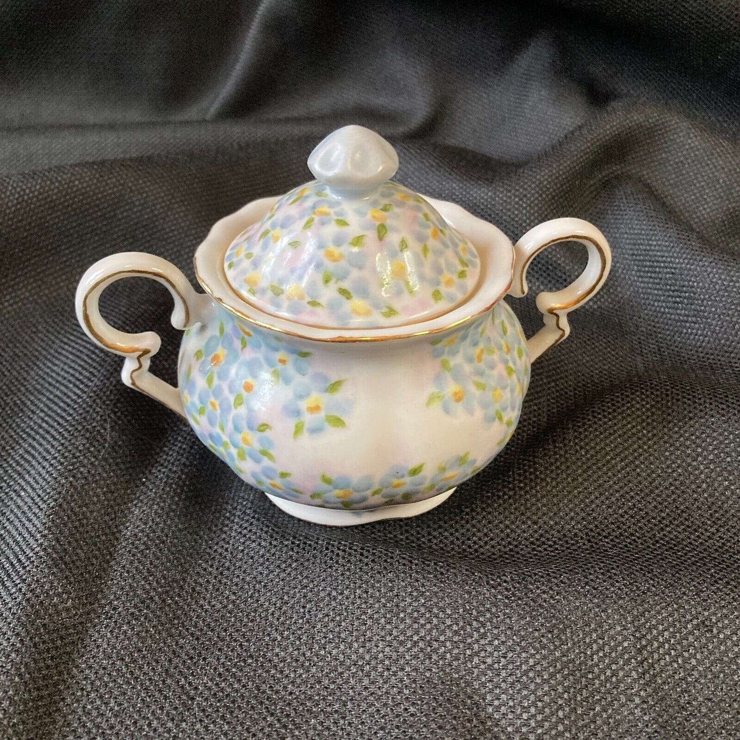 Vintage Porcelain Teapot Chintz Sugar Bowl Hand Painted Dainty Flowers Cottage