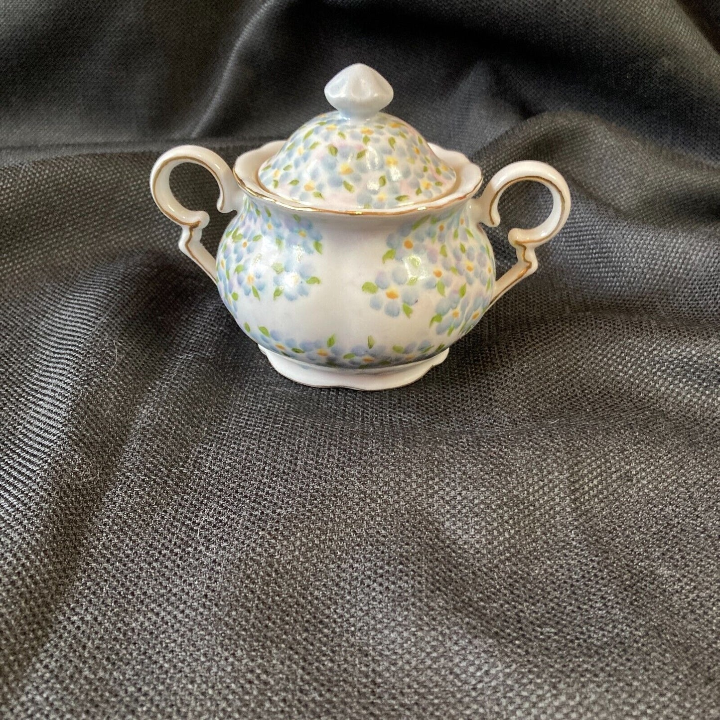 Vintage Porcelain Teapot Chintz Sugar Bowl Hand Painted Dainty Flowers Cottage