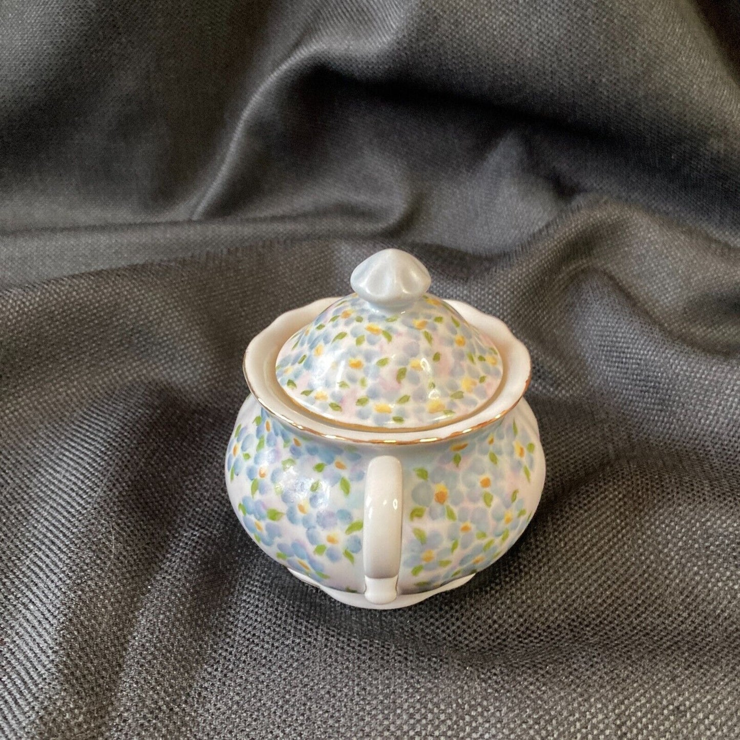 Vintage Porcelain Teapot Chintz Sugar Bowl Hand Painted Dainty Flowers Cottage