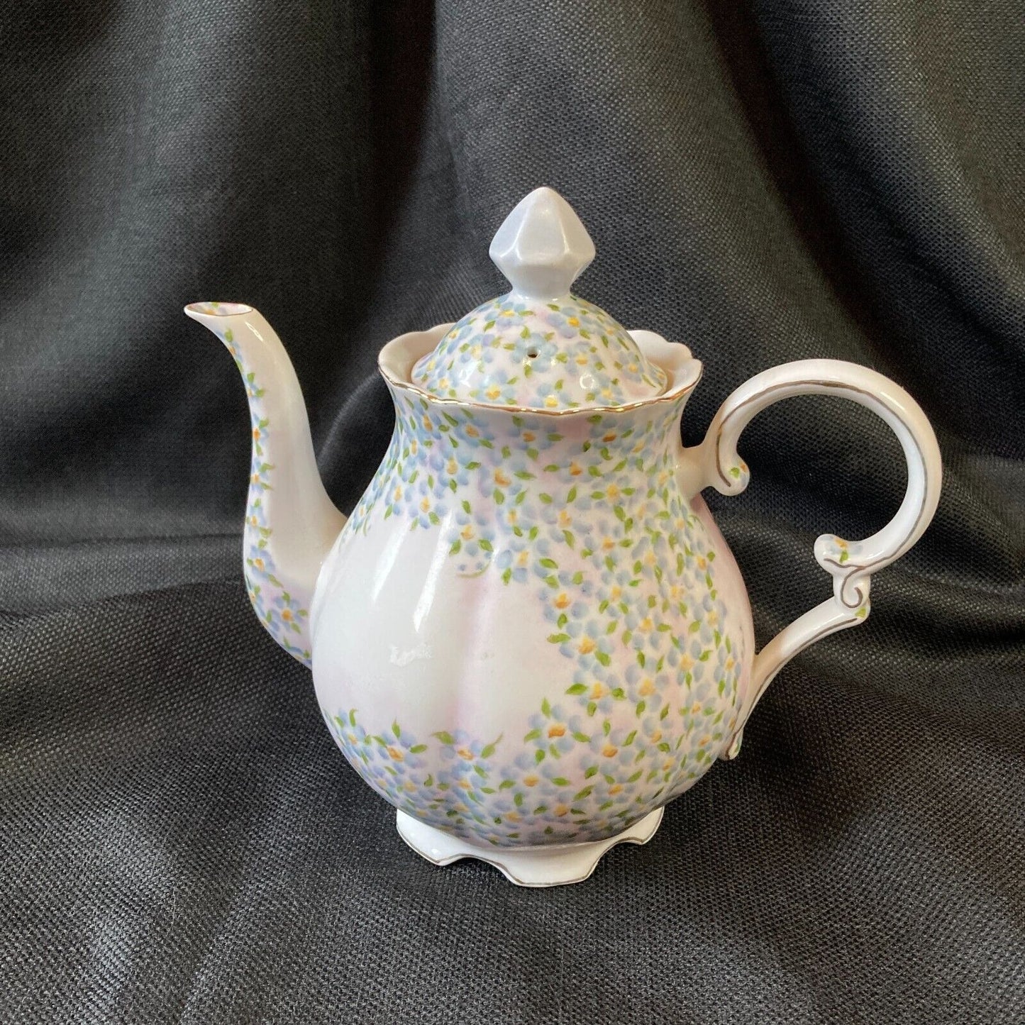 Vintage Porcelain Teapot Chintz Sugar Bowl Hand Painted Dainty Flowers Cottage