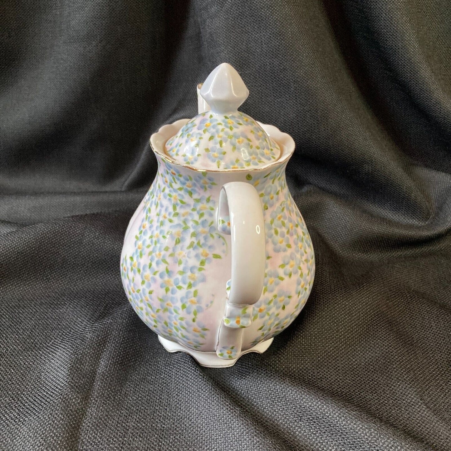 Vintage Porcelain Teapot Chintz Sugar Bowl Hand Painted Dainty Flowers Cottage