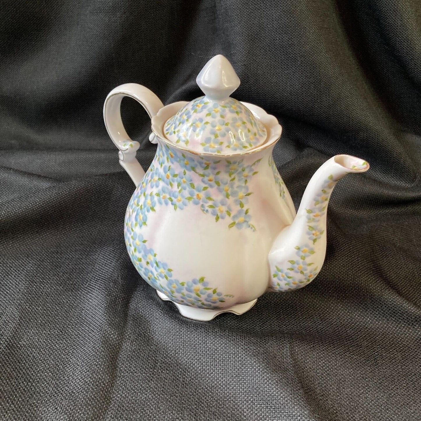 Vintage Porcelain Teapot Chintz Sugar Bowl Hand Painted Dainty Flowers Cottage