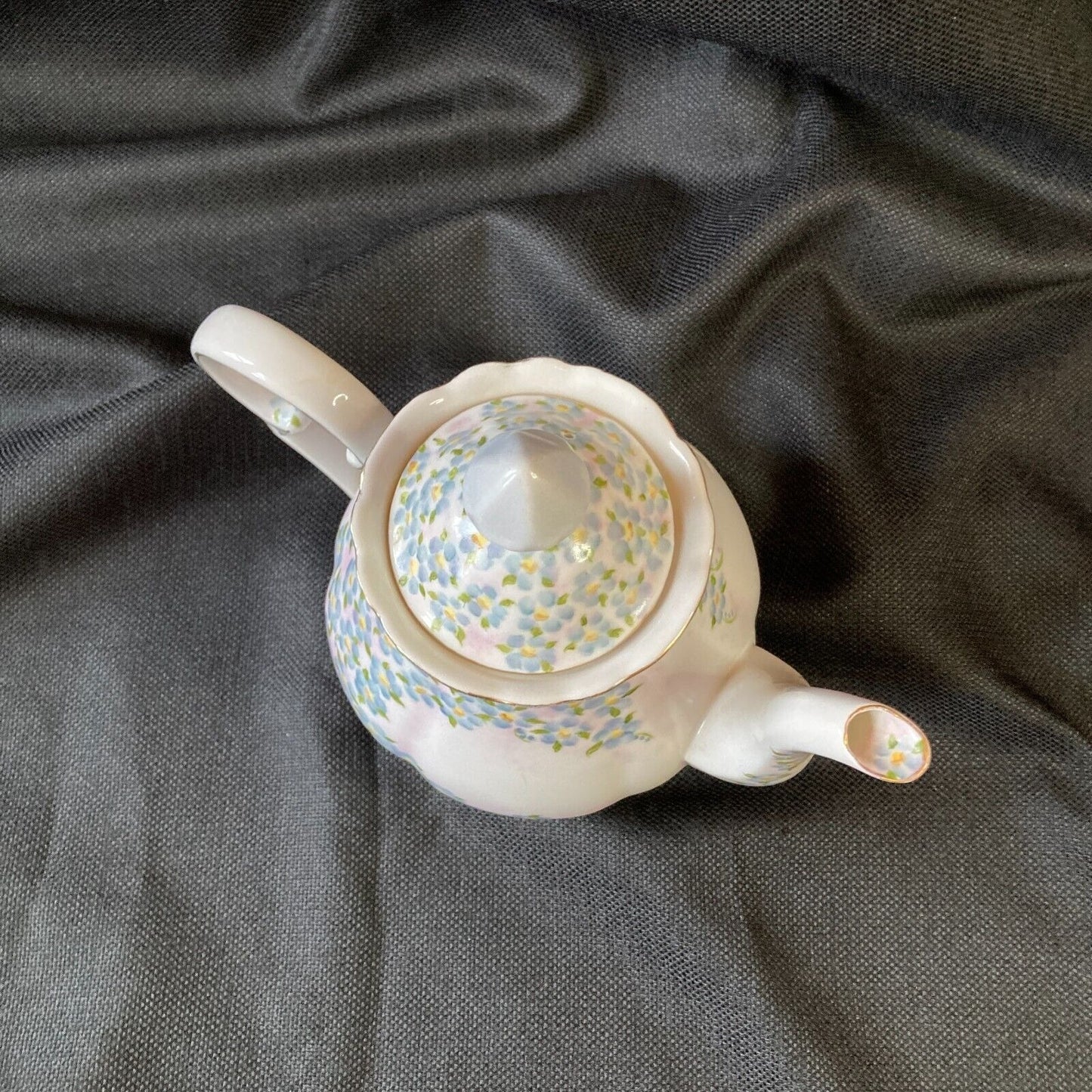 Vintage Porcelain Teapot Chintz Sugar Bowl Hand Painted Dainty Flowers Cottage