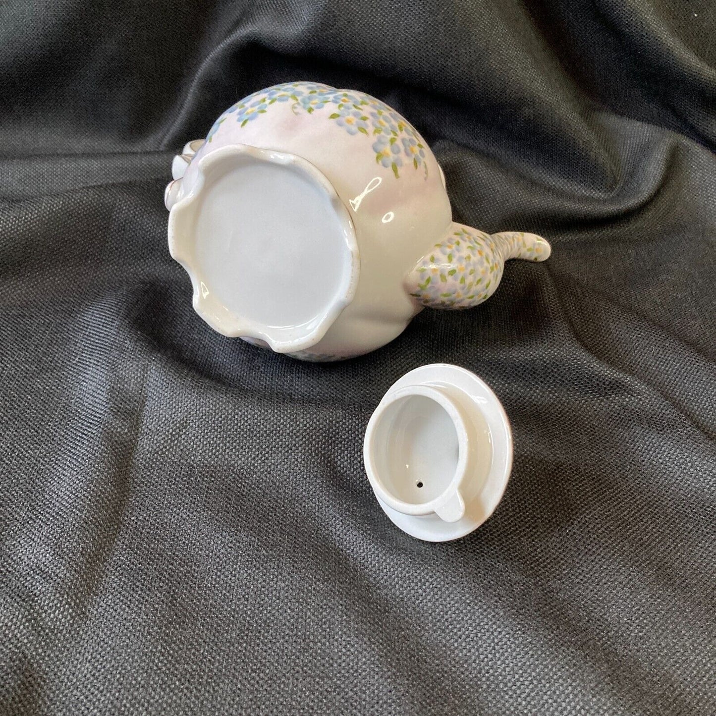 Vintage Porcelain Teapot Chintz Sugar Bowl Hand Painted Dainty Flowers Cottage