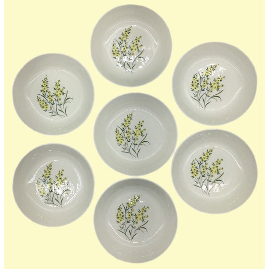 Taylor Smith & Taylor Cereal Bowls Set of 7 Lemon Blossom Sage Green & Yellow