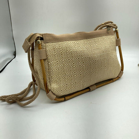 Vintage Delill Woven Raffia & Bamboo Handbag Purse Made Italy Shoulder Bag Lined