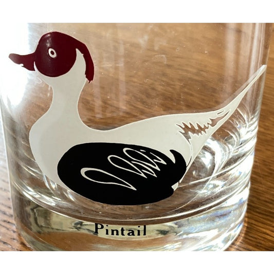 Federal Glass Duck Decoy Lowball 3 Glasses Vintage Barware Sportsman Cabin Lodge