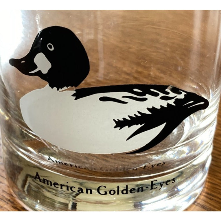Federal Glass Duck Decoy Lowball 3 Glasses Vintage Barware Sportsman Cabin Lodge