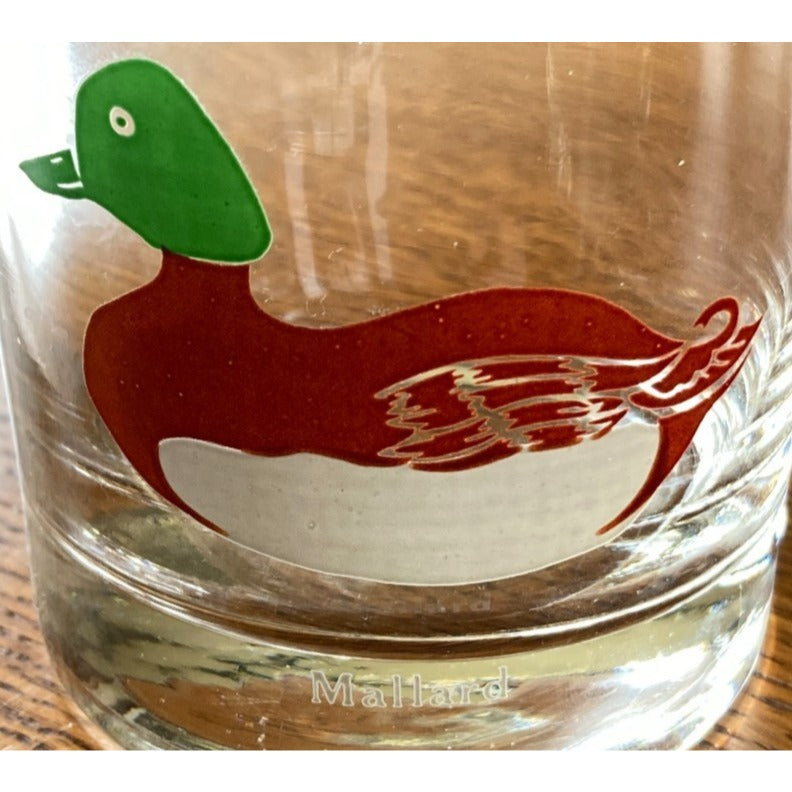 Federal Glass Duck Decoy Lowball 3 Glasses Vintage Barware Sportsman Cabin Lodge