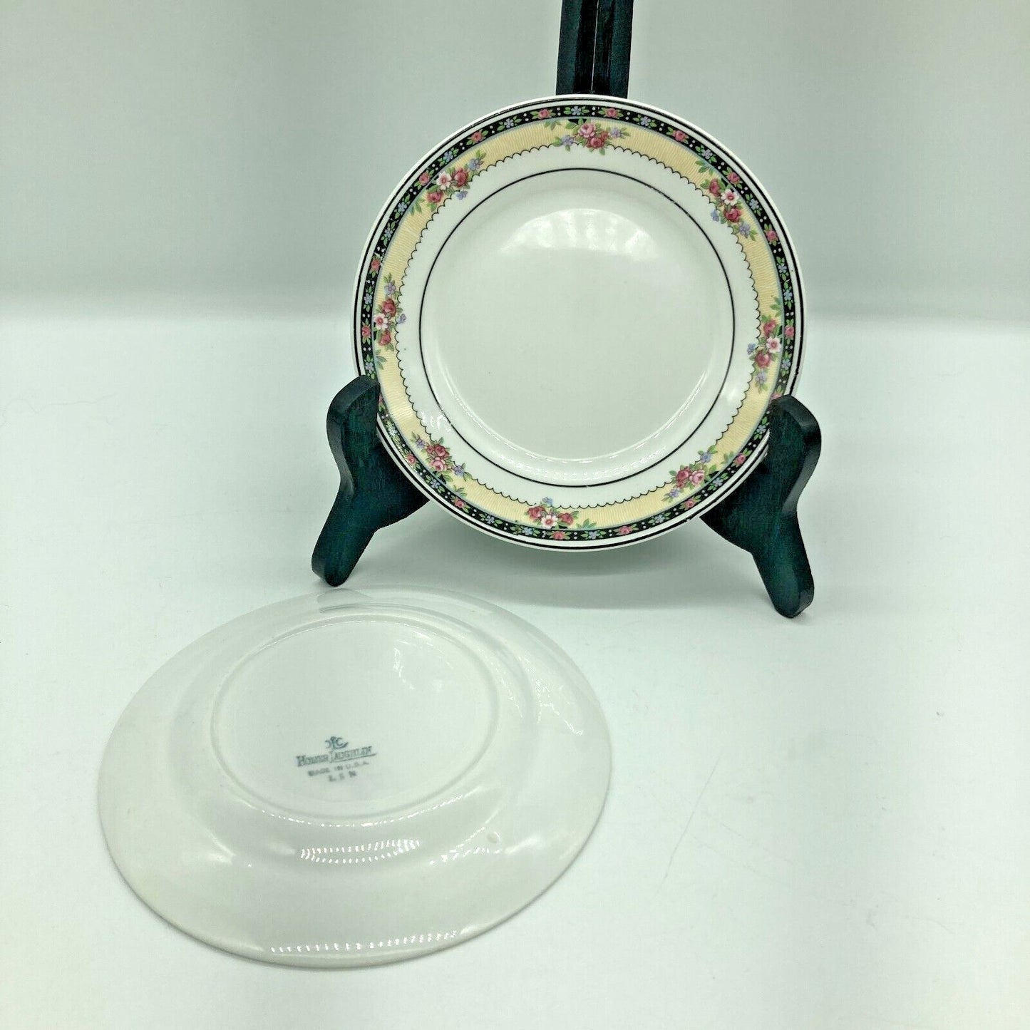 Homer Laughlin L5N USA Two Teacup Settings Bread Dessert Saucer Cup Kwaker Flora