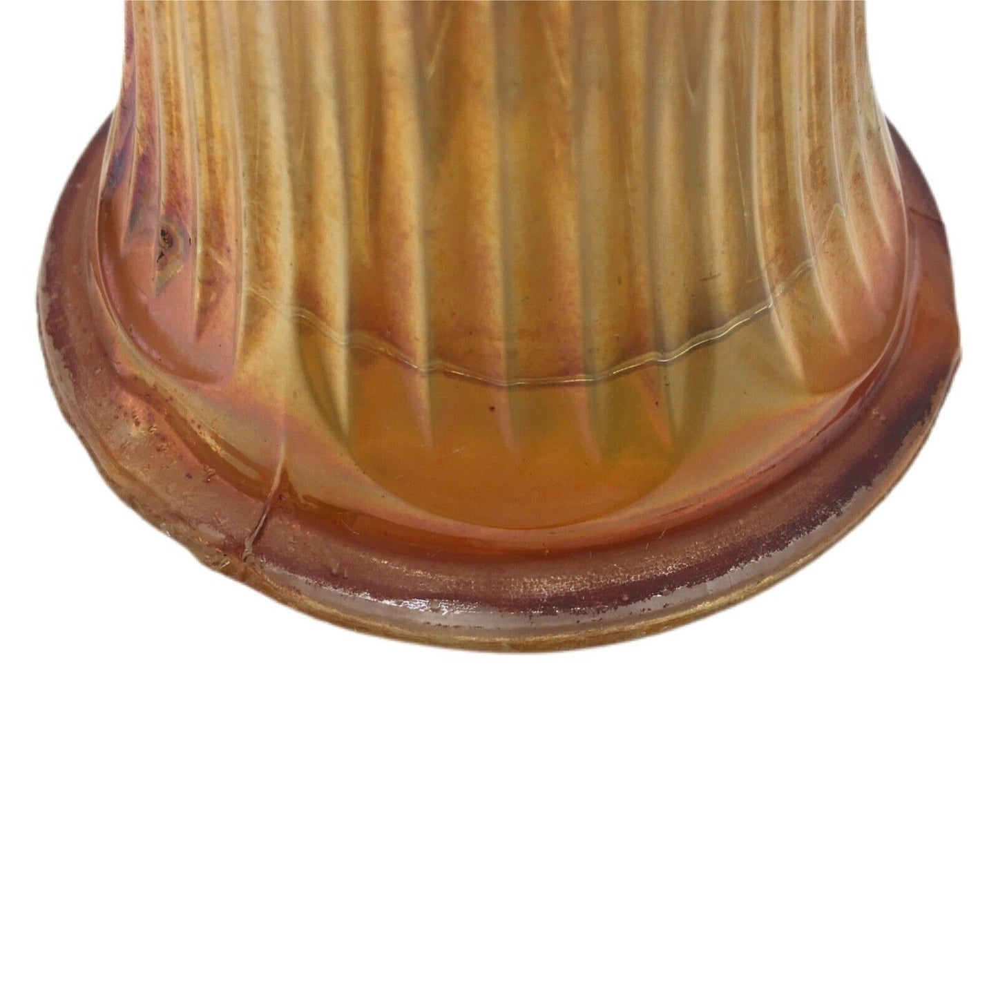 Fenton Marigold Carnival Glass Fine Rib Vase 11.5" Iridescent Art Glass Made in USA