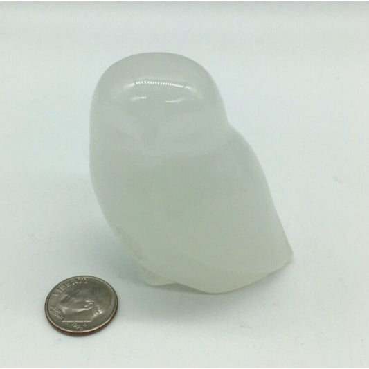 Hadeland Opaline Glass 2.5" Snow Owl Figurine VTG White Norwegian Art Sculpture
