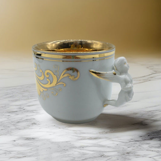 Unbranded German Vintage 12 oz Mug Gold interior and Angel Handle Vintage Gift
