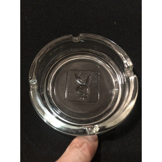 Playboy Bunny Clear Glass Cigarette Ashtray Mid Century Vintage
