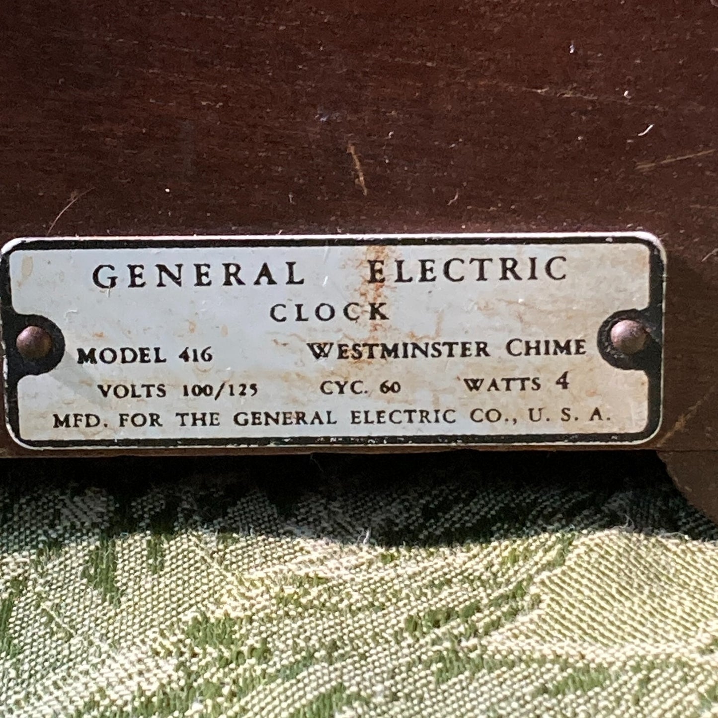 GE Vintage Mantle Clock General Electric Westminster Chime 416 Art Deco Works