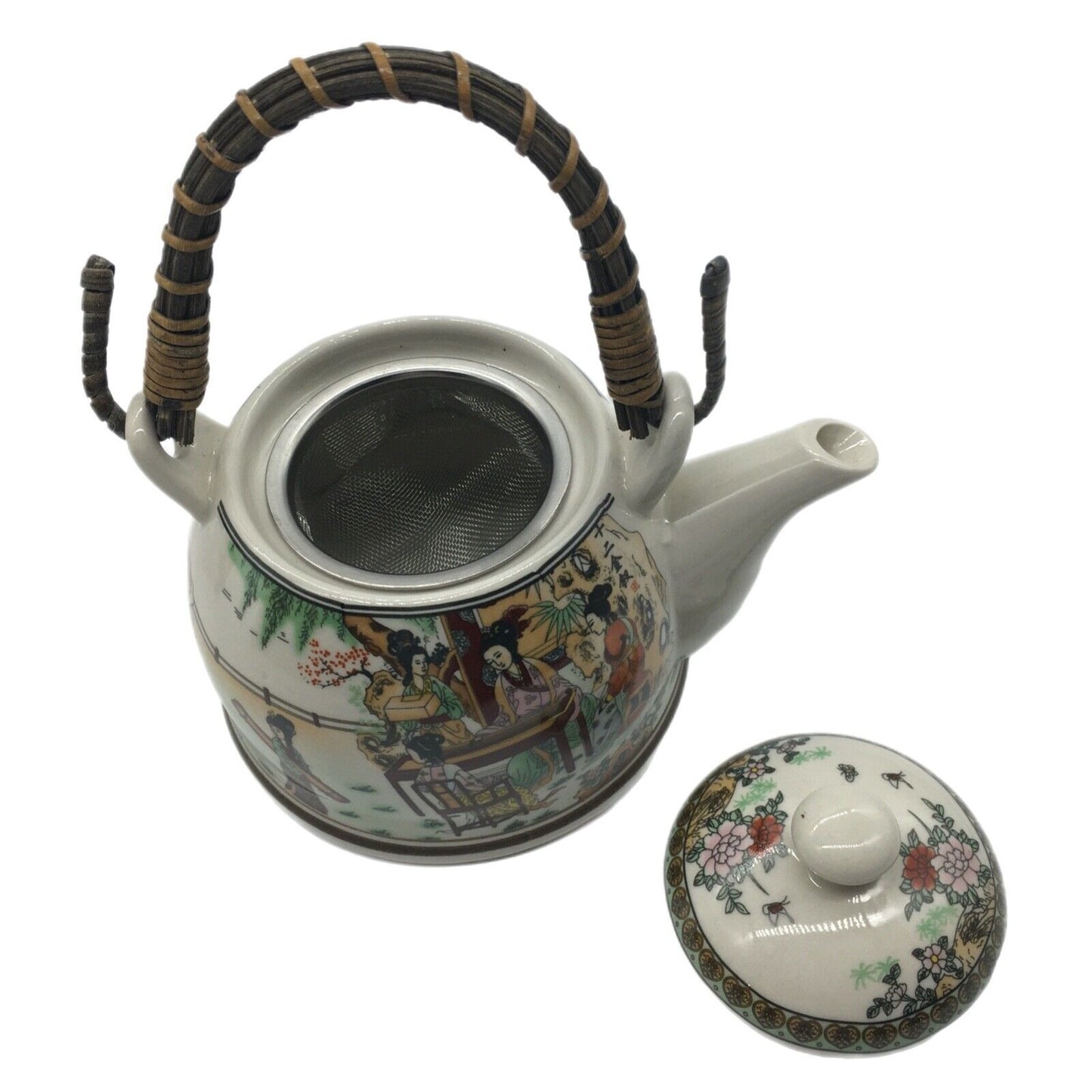 Chinese Tea Service Teapot with 4 Cups Asian Culture China Porcelain Collectible
