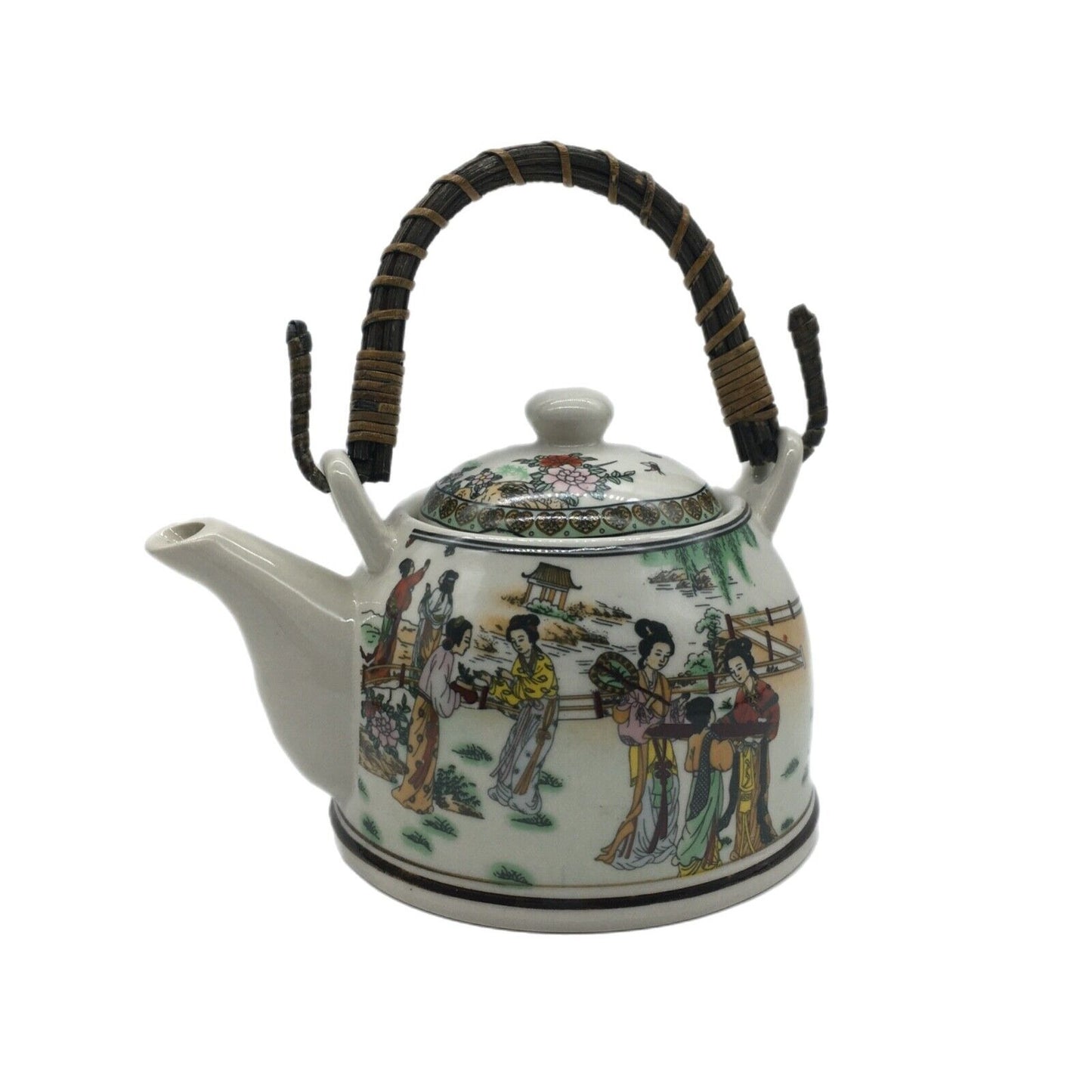 Chinese Tea Service Teapot with 4 Cups Asian Culture China Porcelain Collectible
