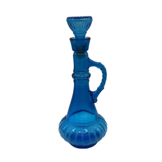 Blue Glass Genie Bottle Decanter Vintage 1973 Cork Stopper KY Liquor Barware