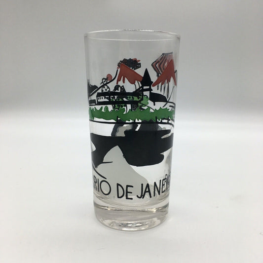 Vintage Set 6 Barware 12oz Tumblers Cities Of The World Colorful Graphics Travel