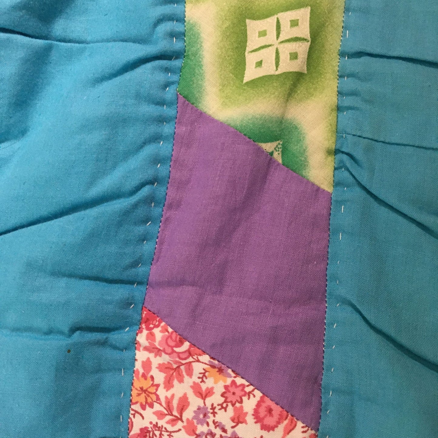 Vintage Tumbling Star Blocks Quilt 94"Lx78"W, Optical Illusion Quilt, Hand stitched Quilts, Handmade Vintage Quilts, Star Pattern Quilt