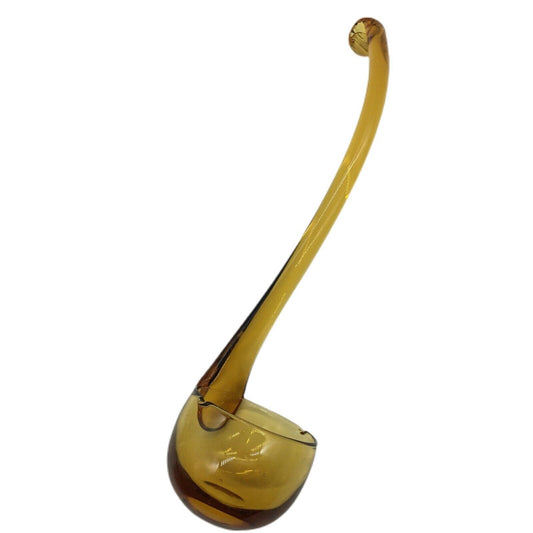 MCM Ladle 13" Blown Honey Amber Glass Free Standing Long Hook Handle Pour Spouts