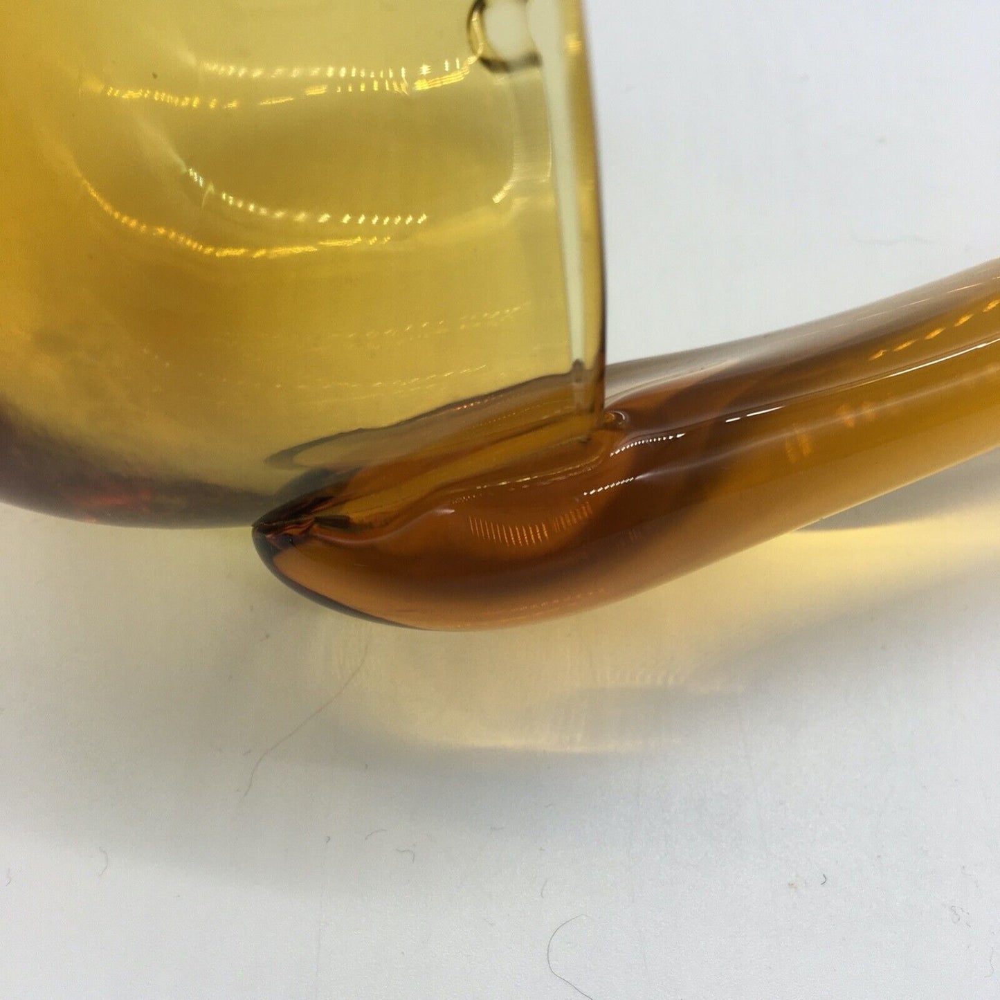 MCM Ladle 13" Blown Honey Amber Glass Free Standing Long Hook Handle Pour Spouts