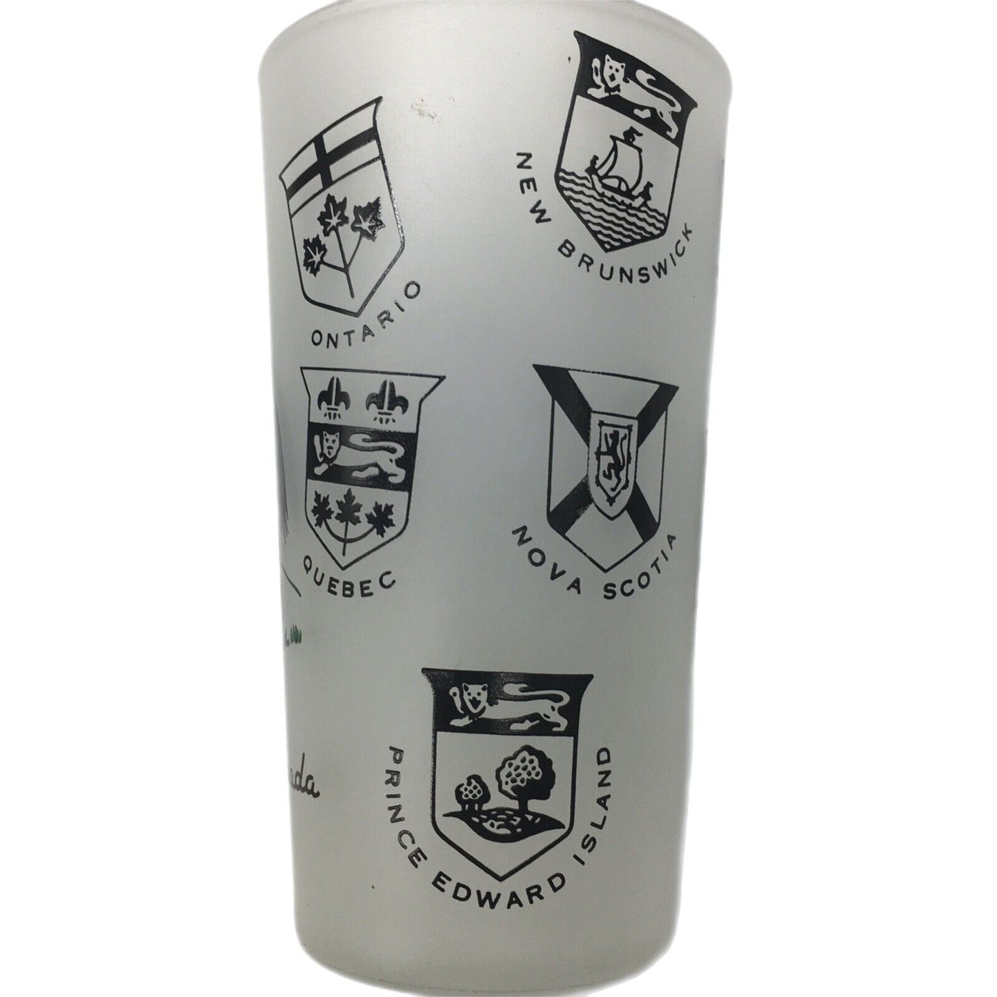 Barware Set of 4 Canadian Royal Mounties Frosted Glass Souvenir of Canada Tumblers