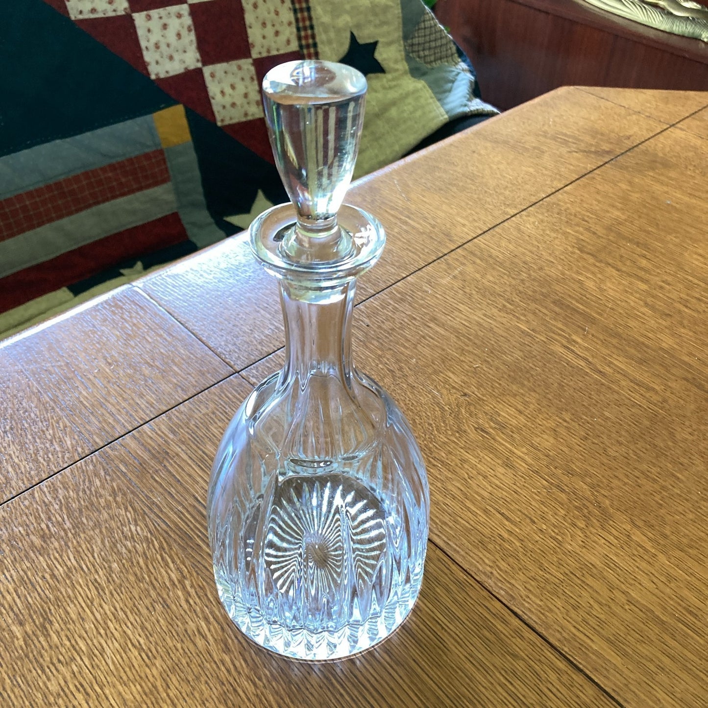 Heavy Crystal Decanter Barware Vintage Original Stopper Mid Century Modern Home