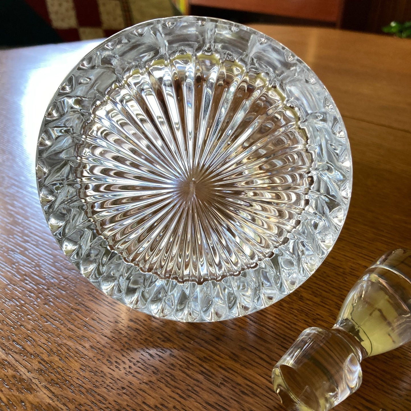 Heavy Crystal Decanter Barware Vintage Original Stopper Mid Century Modern Home