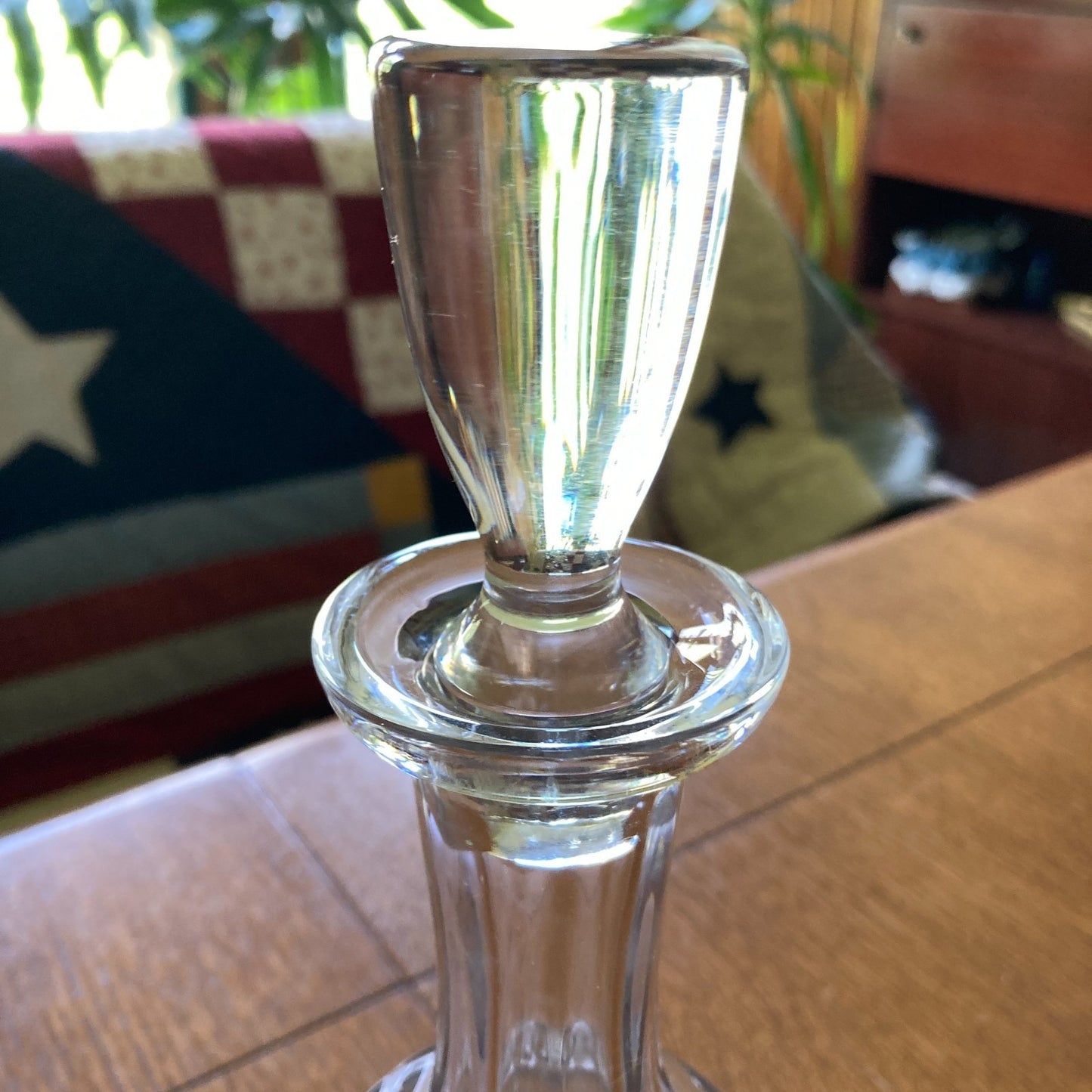 Heavy Crystal Decanter Barware Vintage Original Stopper Mid Century Modern Home
