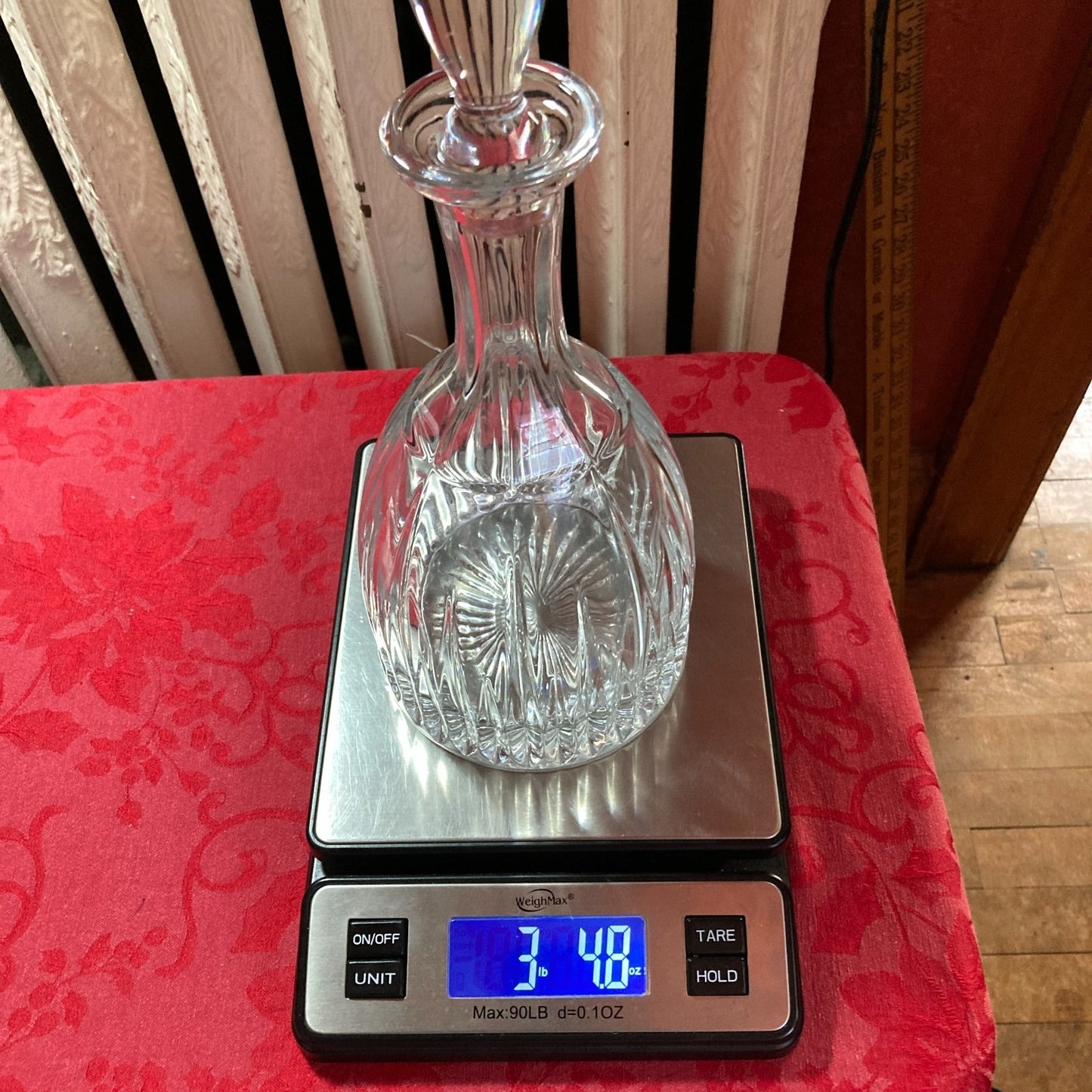 Heavy Crystal Decanter Barware Vintage Original Stopper Mid Century Modern Home