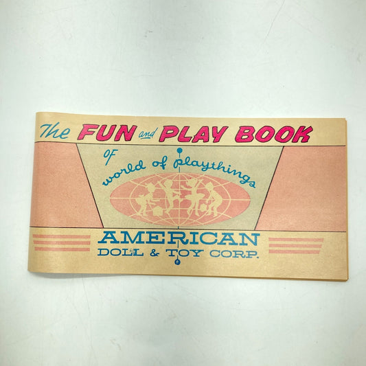 Vintage 'Fun and Play Book' by American Doll & Toy Corp on a white background