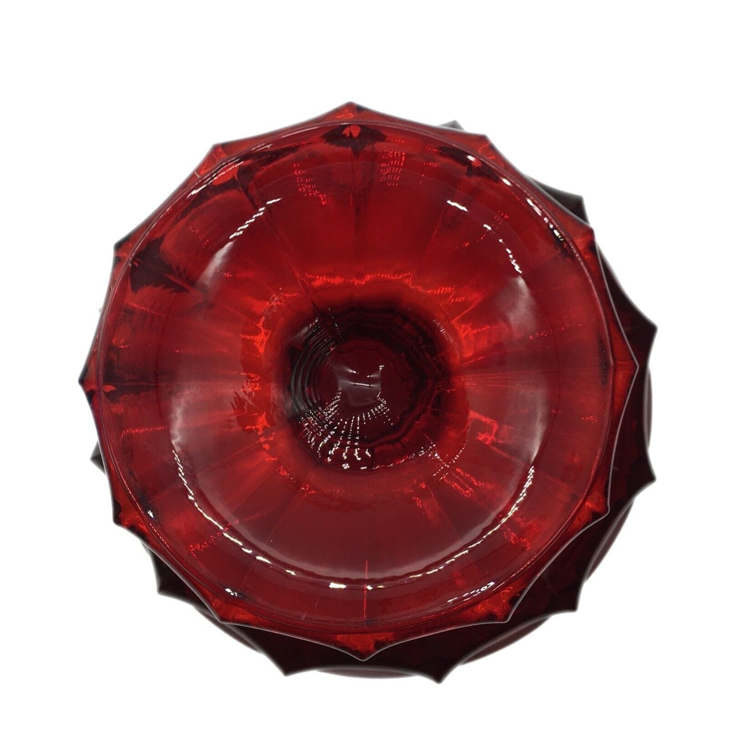 Fostoria Ruby Red Coin Pattern Pedestal Bowl 7"H x 8.25" Eagle Liberty Torch Patriotic USA