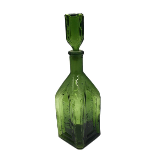 Walbridge Co Green Glass Square Dunsmurical Remedy Bottle original Stopper