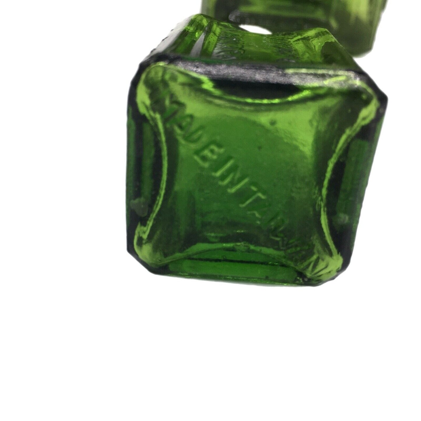 Walbridge Co Green Glass Square Dunsmurical Remedy Bottle original Stopper