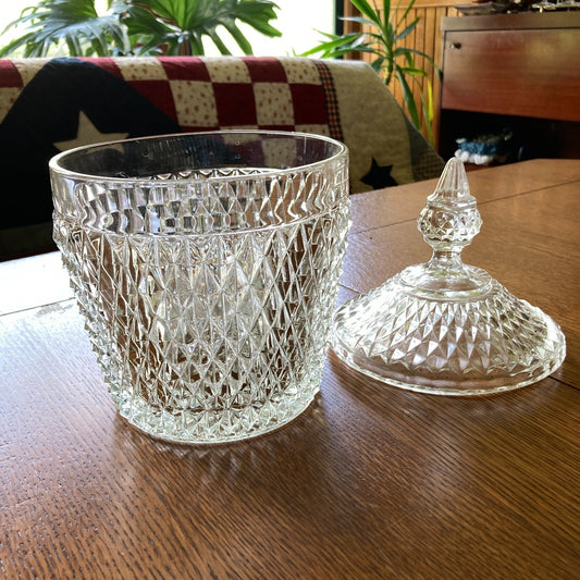 Sparkling Diamond Point Clear Glass Ice Bucket