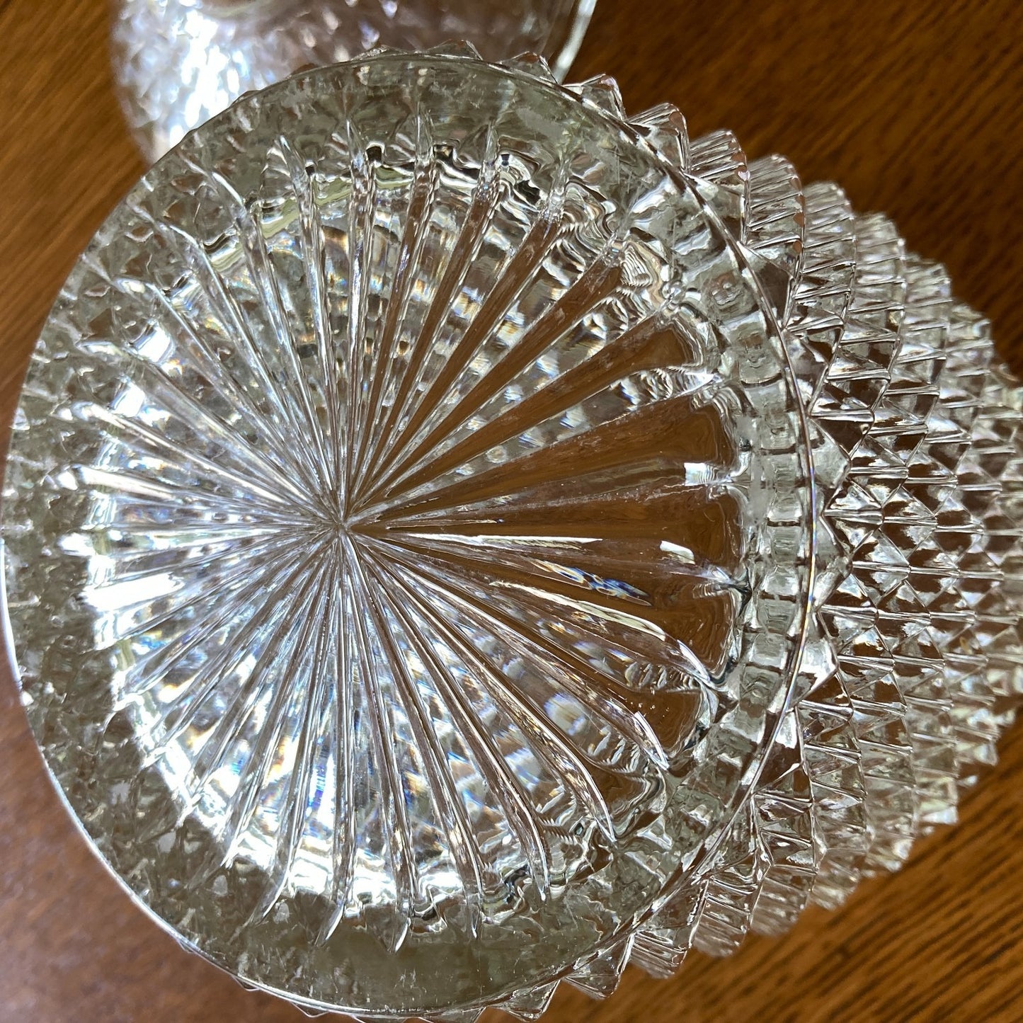 Indiana Glass Diamond Point Ice Bucket with Lid Vintage MCM Barware USA