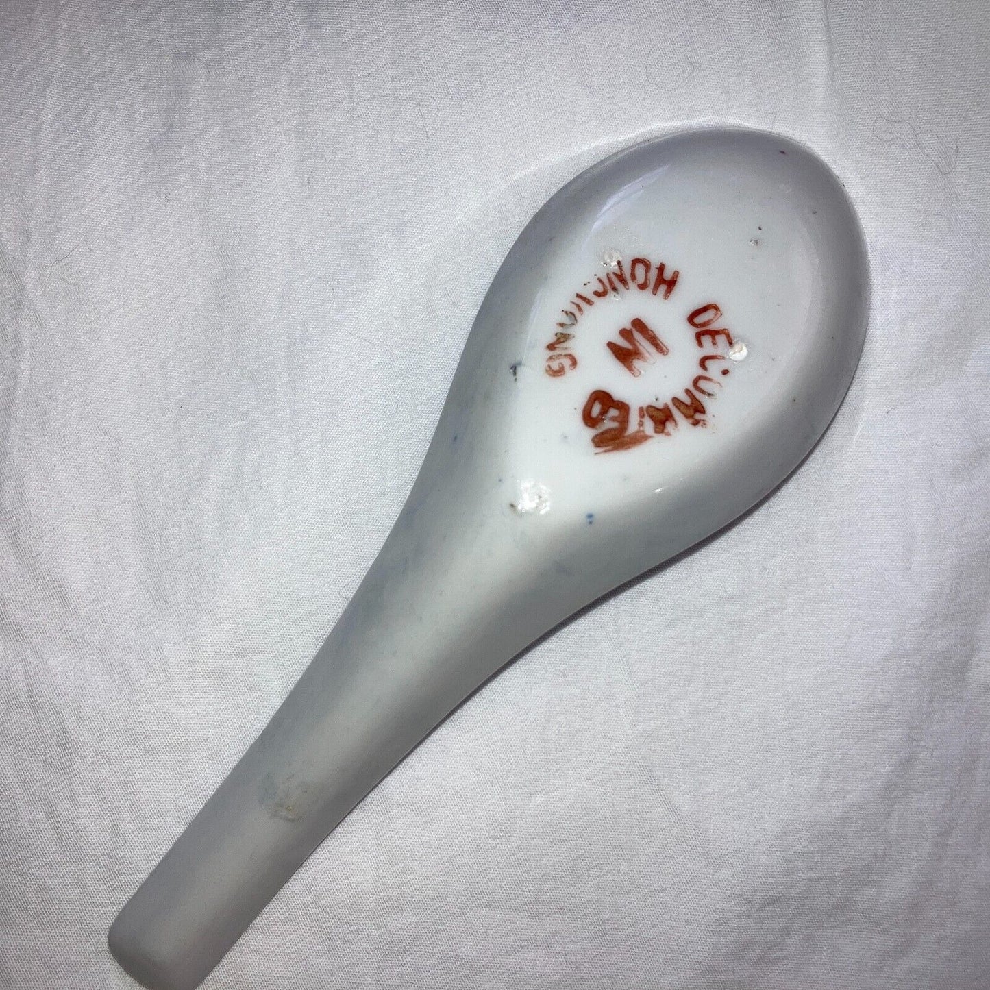Asian Soup Spoons Lot of 4 Vintage Chinese Dragons Gold Trim Floral Famille Rose